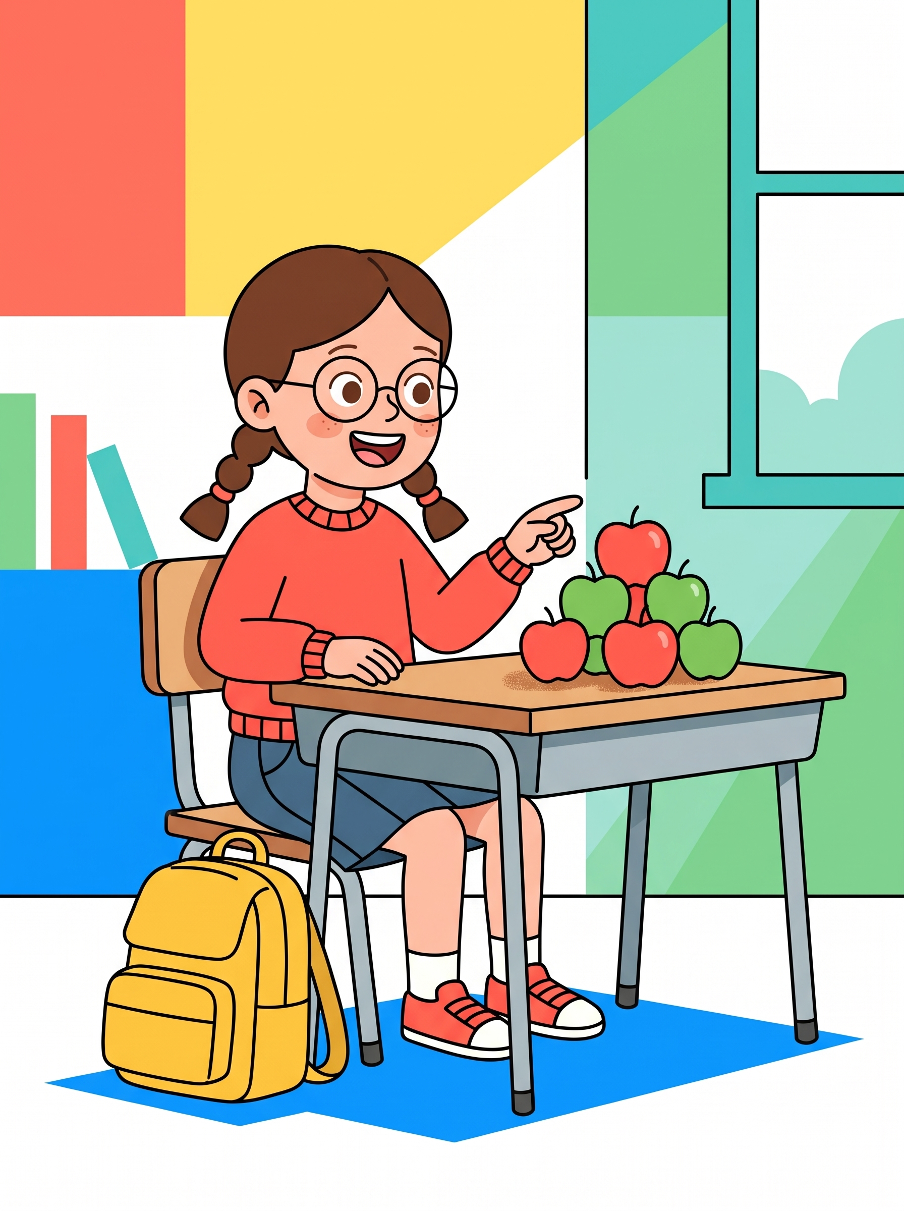 The same character in a counting lesson